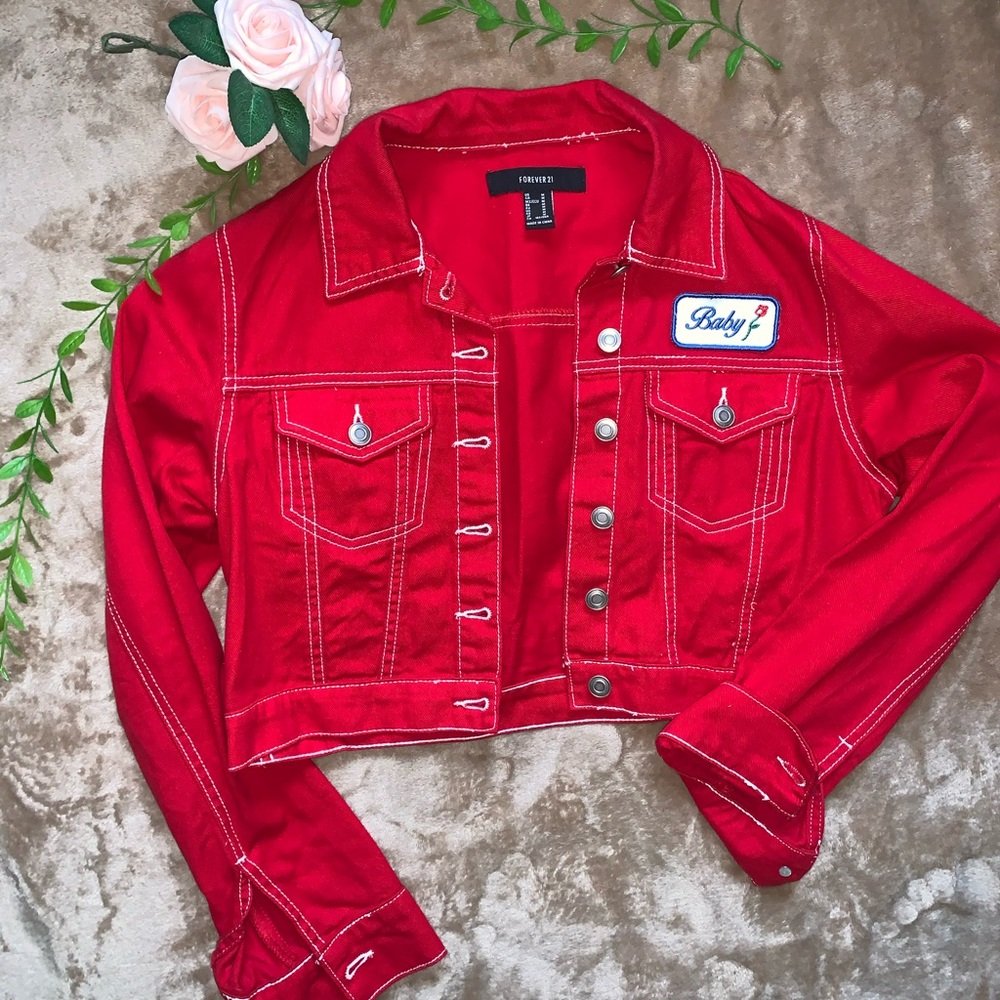 Trendy crop Jean jacket